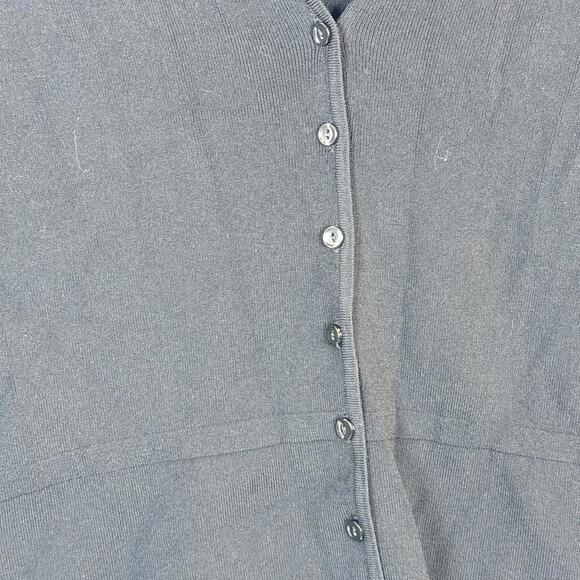 Talbots Black Button Up Cardigan Long Sleeve Y-Neckline Classic Layer SZ Large - Picture 2 of 9